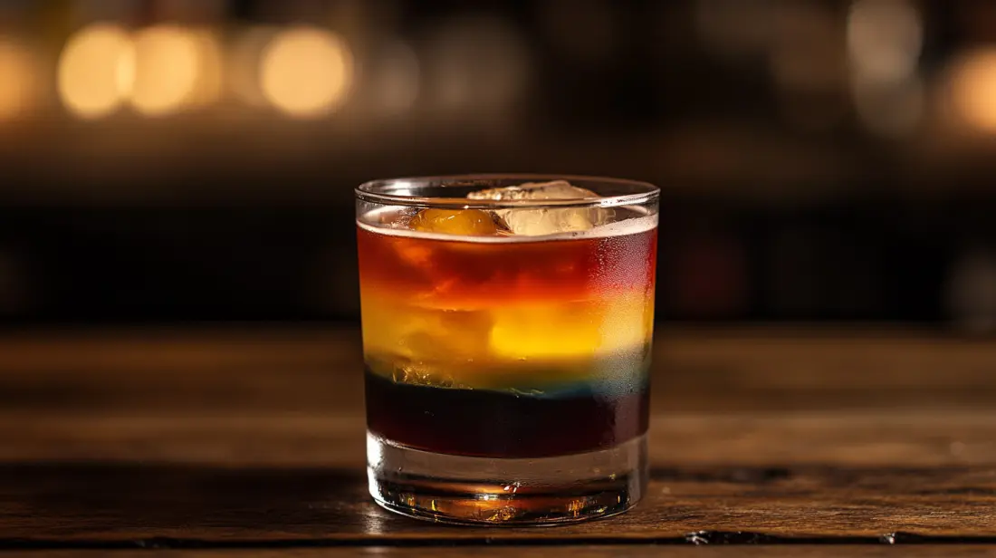 A layered cocktail